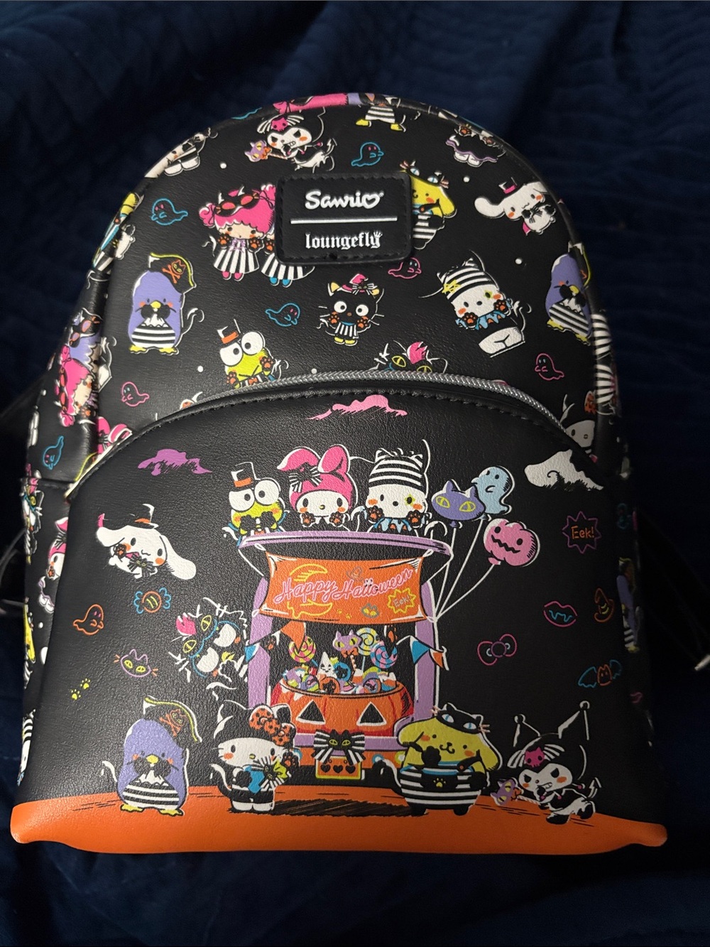 Loungefly Black Halloween Sanrio Mini Backpack with matching wallet